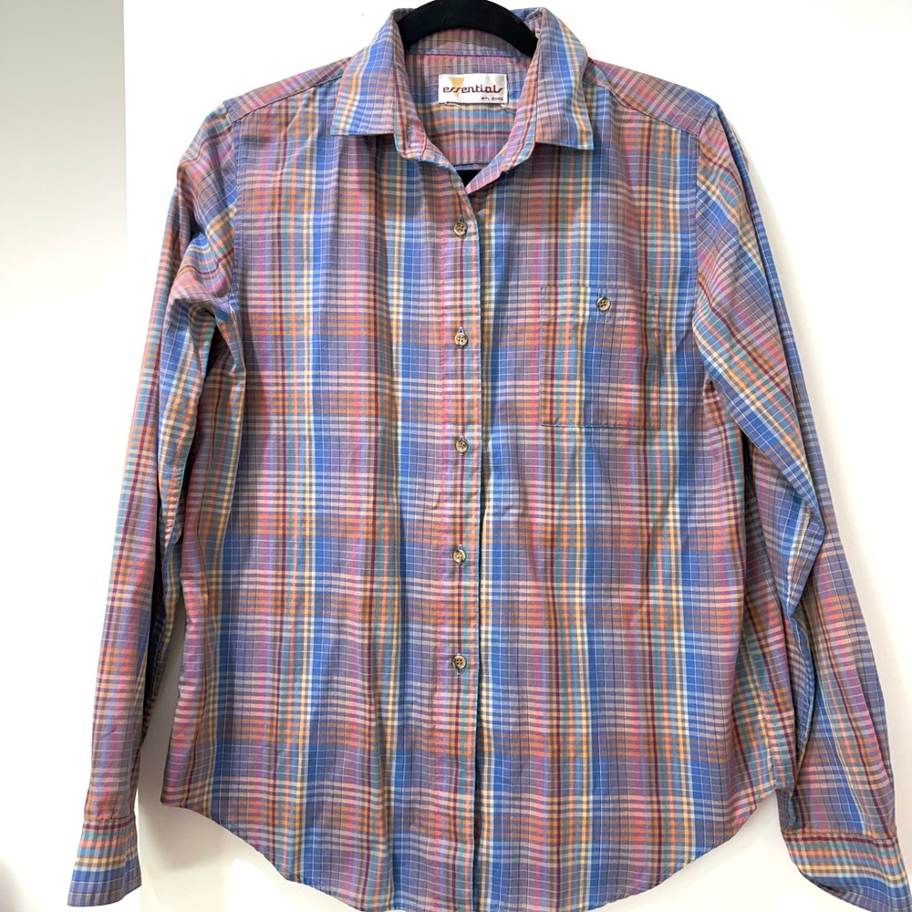Vintage 90s Pastel Plaid Button Down Shirt
